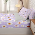 thumbnail image 5 of Homewish Purple Flower Zipper Twin Comforter Sets with Fitted Sheet and 2 Pillowcases,Cute Cartoon Themed Zipper Bedding Set,Light Gray Reversible,4pcs, 5 of 8