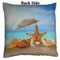 thumbnail image 2 of PKQWTM Beach Umbrella Seashells Starfish Sandy Beach Ocean Reversible Mermaid Cushion Cover Home Decor Sequin Pillow Case Size 16x16 inches, 2 of 2
