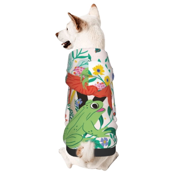 Balery Mushroom and Frogs Sudadera con Capucha para Perros Pequeños – Ropa para Mascotas, Disfraz para Perros y Gatos, Ideal para Fiestas y Cosplay-X-Large