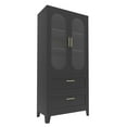 thumbnail image 2 of Freestanding Metal Storage Cabinet with Acrylic Glass Doors, 2 Drawers, Adjustable Shelves & Adjustable Feet – Ideal for Kitchen, Office, or Living Room,Black, 2 of 6