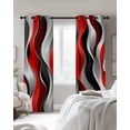 thumbnail image 3 of Red Black Grey Blackout Curtains 63 Inches Long for Bedroom, Geometric Moire Artwork Modern Abstract Thermal Insulated Room Darkening Black Out Window Curtain Panels Grommet Drapes for Living Room, 3 of 8