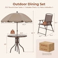 thumbnail image 3 of TLSUNNY 6-Piece Outdoor Patio Dining Set with Umbralla, 4 Patio Folding Chairs & Round Glass Table W/ Umbralla Hole, for Garden, Poolside, 3 of 10