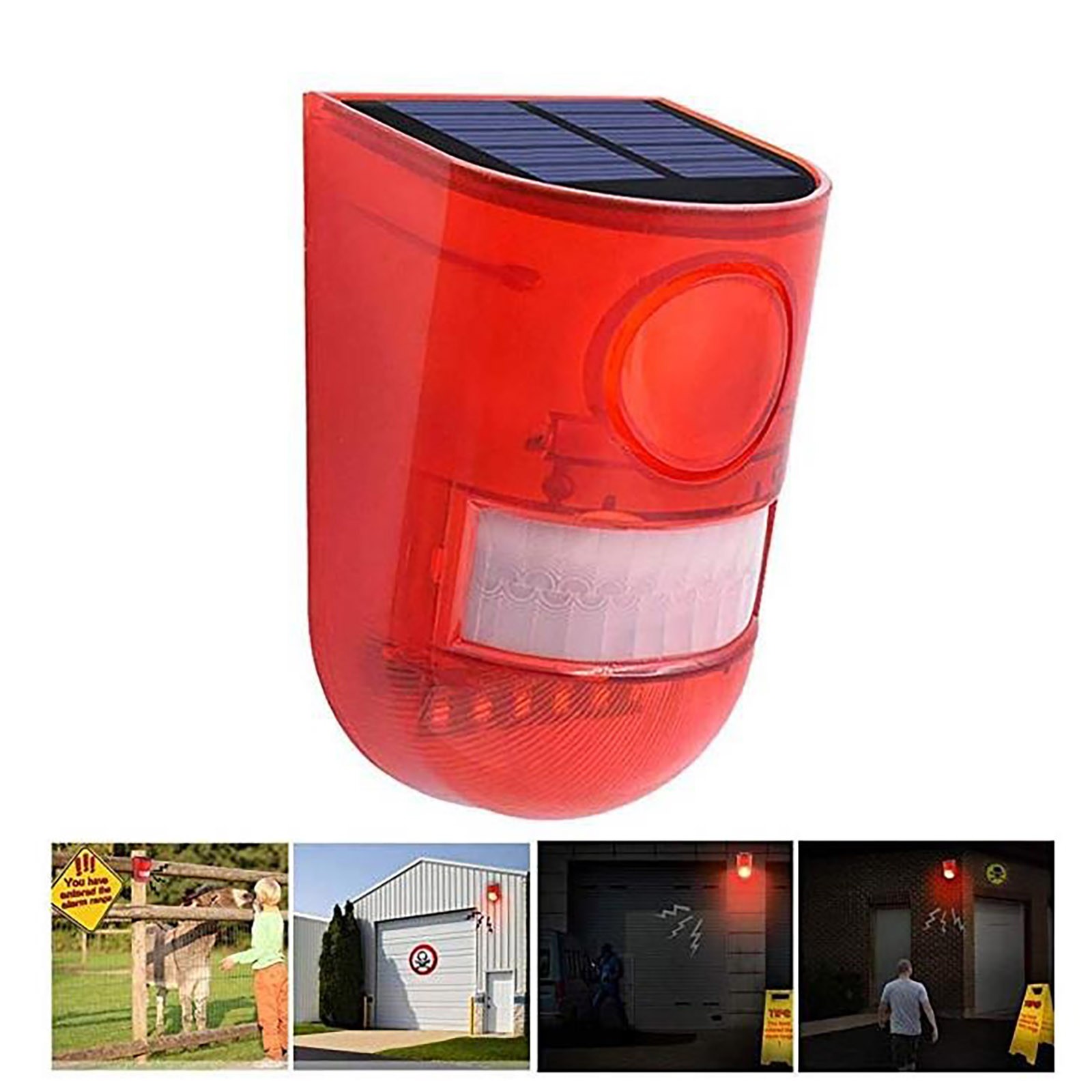 Aehas Siren Clearance Sale！solar Motion Sensor Detector Sound Alarm Led Warning Strobe Red Light 5500