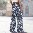 thumbnail image 5 of WRKEKC Womens Trendy Floral Printed Pants Elastic Waist Casual Loose Wide Leg with Drawstring for Workwear and Split Detail, 5 of 9