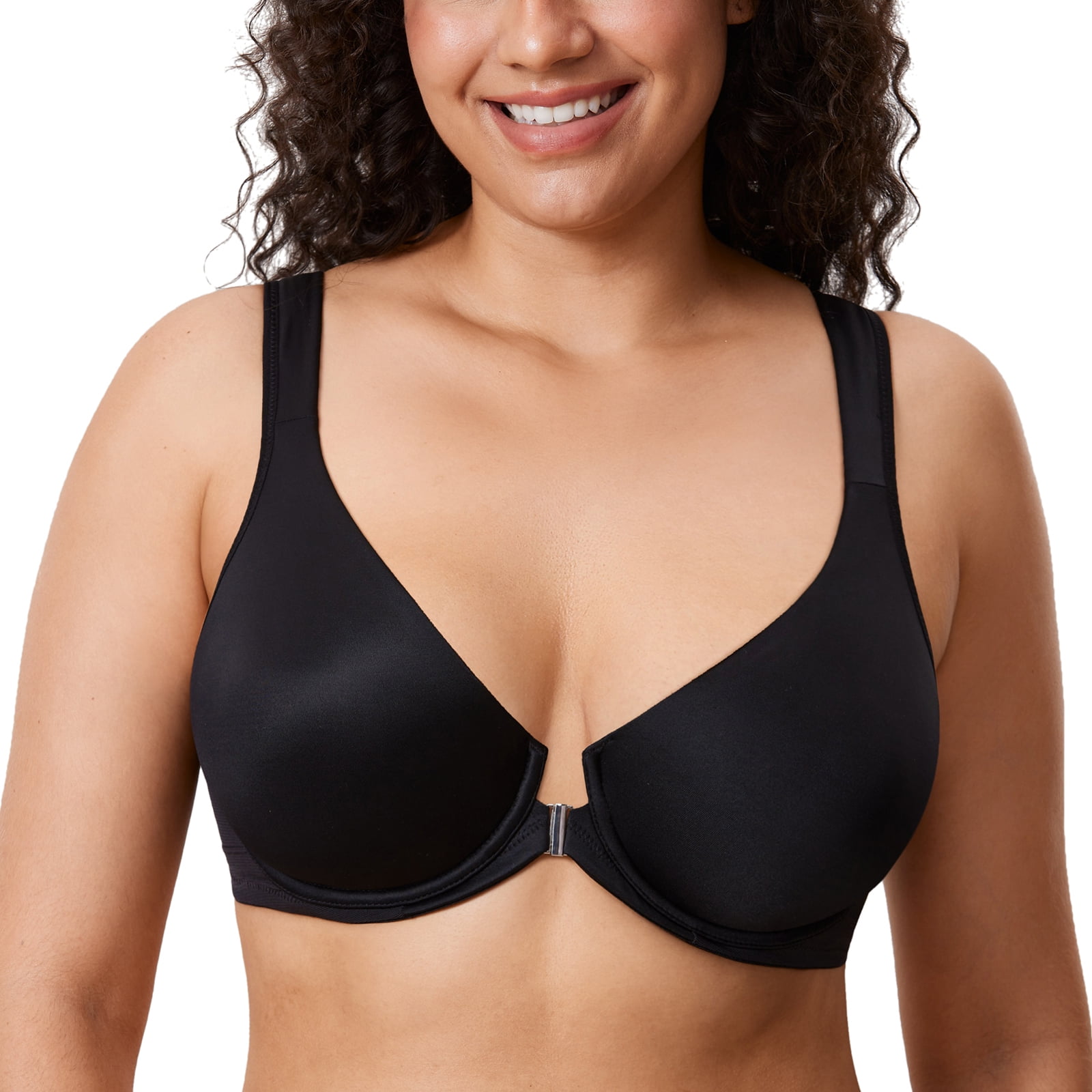 DELIMIRA Women's Front Closure Bras Posture Full Coverage Plus Size Underwire Unlined Seamless Bra