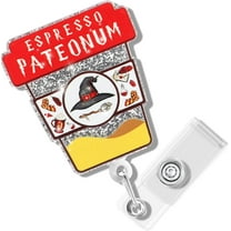 Retractable Coffee Cup Badge Holder - Glitter ID Card Reel with Swivel Clip for Nurses, Teachers, Healthcare Workers Cute Office Accessories Bulk Gift Set (12 Pack)