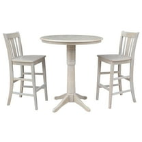 36" Round Bar Table and 2 San Remo Stools in Washed Gray Taupe - Set of 3