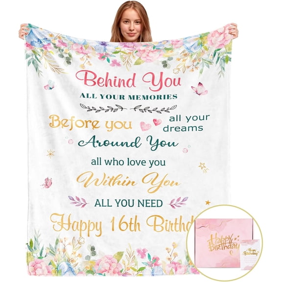 Sweet 16 Gifts for Girls with Gift Box, 16th Birthday Gifts for Girls, Gifts for 16 Year Old Girls, 16th Birthday Gifts Ideas, Sweet Sixteen Gifts for Girls, Sweet 16 Birthday Decorations Blanket