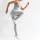 thumbnail image 2 of Qarigey Mujeres Activewear Leggings Pantalones de yoga de cintura alta Control de entrenamiento Medias deportivas Prendas para la parte inferior del cuerpo Gris L, 2 of 6