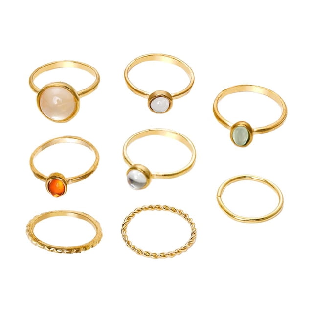 8x anillos de apilamiento de s cadena metálica apilable, Oro Hugo Anillos de nudillo