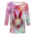 thumbnail image 5 of Xuyuer Happy Easter Family Matching Shirt Women Easter Sunday T-Shirt Leisure Print Round Neck Three Quarter Sleeve 3/4 Sleeve T-shirt Loose Cute Tie Dye Bunny Graphic Tee, 5 of 5