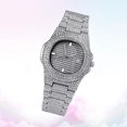 thumbnail image 2 of EeaseMX Reloj de pulsera de circonita para hombre, reloj de diamantes de imitación, reloj de cuarzo de moda, reloj de pulsera de hip hop plateado, 2 of 7