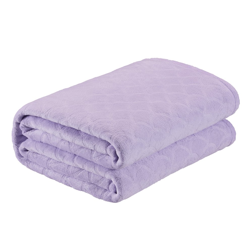 Your Zone Embossed Velvet Plush Blanket 72 x 90 inch, Lavender