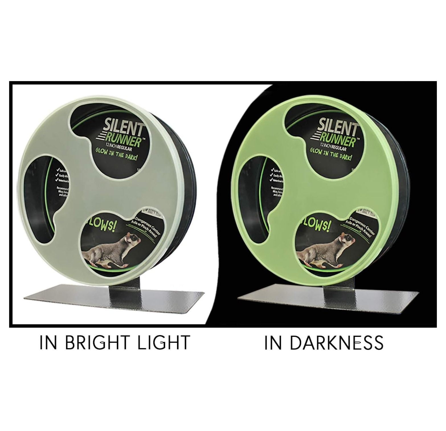 Silent Runner Glow Wheel - 12" Regular - Silent, Fast, Durable Exercise Wheel - Sugar Gliders, Hamsters, Female Rats, Mice & Small Pets