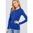 thumbnail image 3 of Simply Fashion Active Basic CrewNeck LongSleeve Slim Fit Cotton Tshirts,royalty,small, 3 of 4