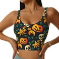 thumbnail image 3 of Goofa Halloween Skull Printed Sports Bras for Women, High Impact Running Bra Workout Crop Tank Tops Longline Sports Bra Push up-X-Large, 3 of 9