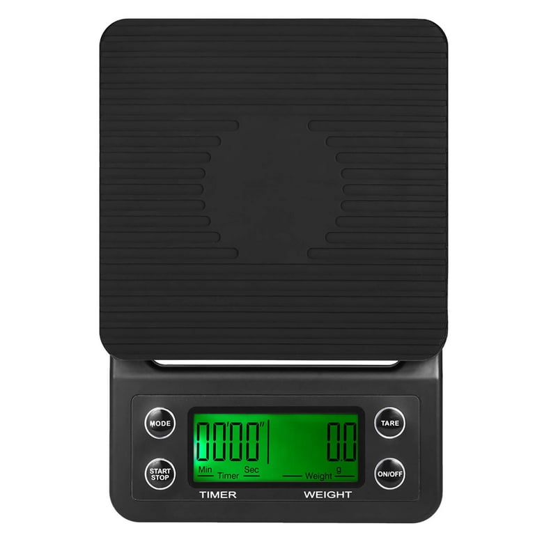Digital Kitchen Scale Food Scale Coffee Scale with Timer and Tare 3kg/0.1g Accurate Electric Kitchen Scale with L LCD 5 Units, Black