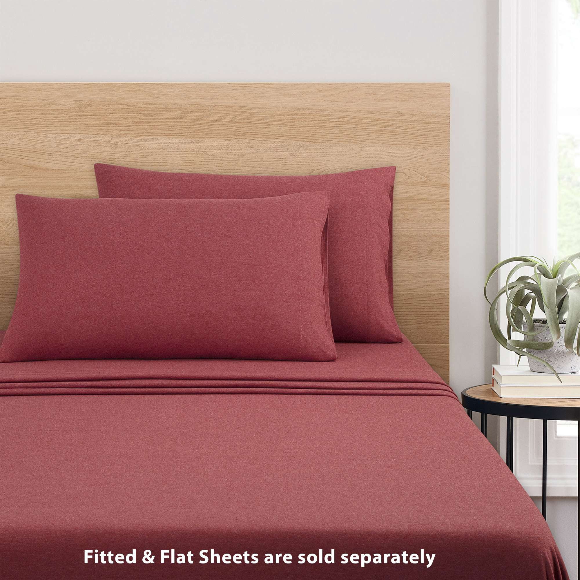 Mainstays Extra Soft Jersey Pillowcase Set, King, Red Sedona, 2-Pieces