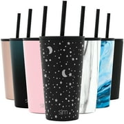 Simple Modern 16 oz Classic Tumbler with Straw & Flip Lid - 18/8 Stainless Steel Water Bottle Design: Lunar