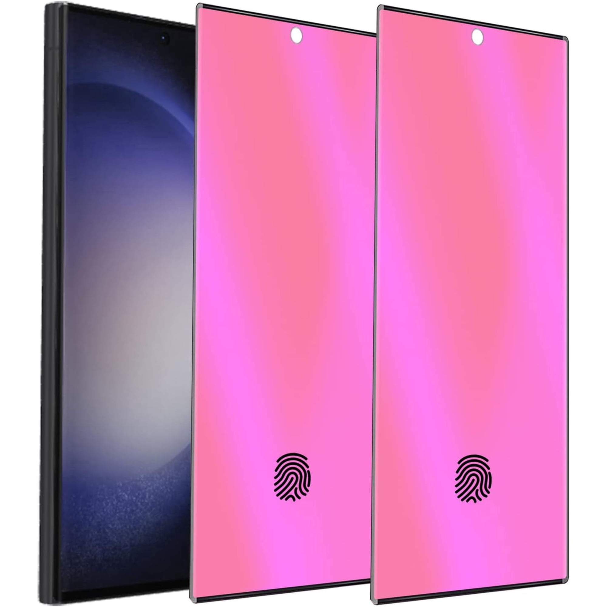 2 Pack Anti-Blue Privacy Tempered Glass for Samsung Galaxy S23 Ultra Mirror Anti-Spy Screen Protector Film Electroplated Gradient Colorful Support Finger Unlock 6.8 inch