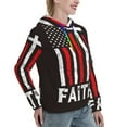 thumbnail image 2 of KLL USA Flag Cross for Womens Pullover Hoodie with Pocket Hooded Long Sleeve Shirts Sweatshirt for Women-Large, 2 of 7