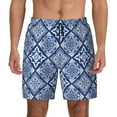 thumbnail image 2 of Picia Stylized Flowers Vintage Boho pattern Mens Swim Trunks with Compression Liner Stretch Beach Shorts Quick Dry with Zipper Pockets No-Chafing Board Shorts-Medium, 2 of 9