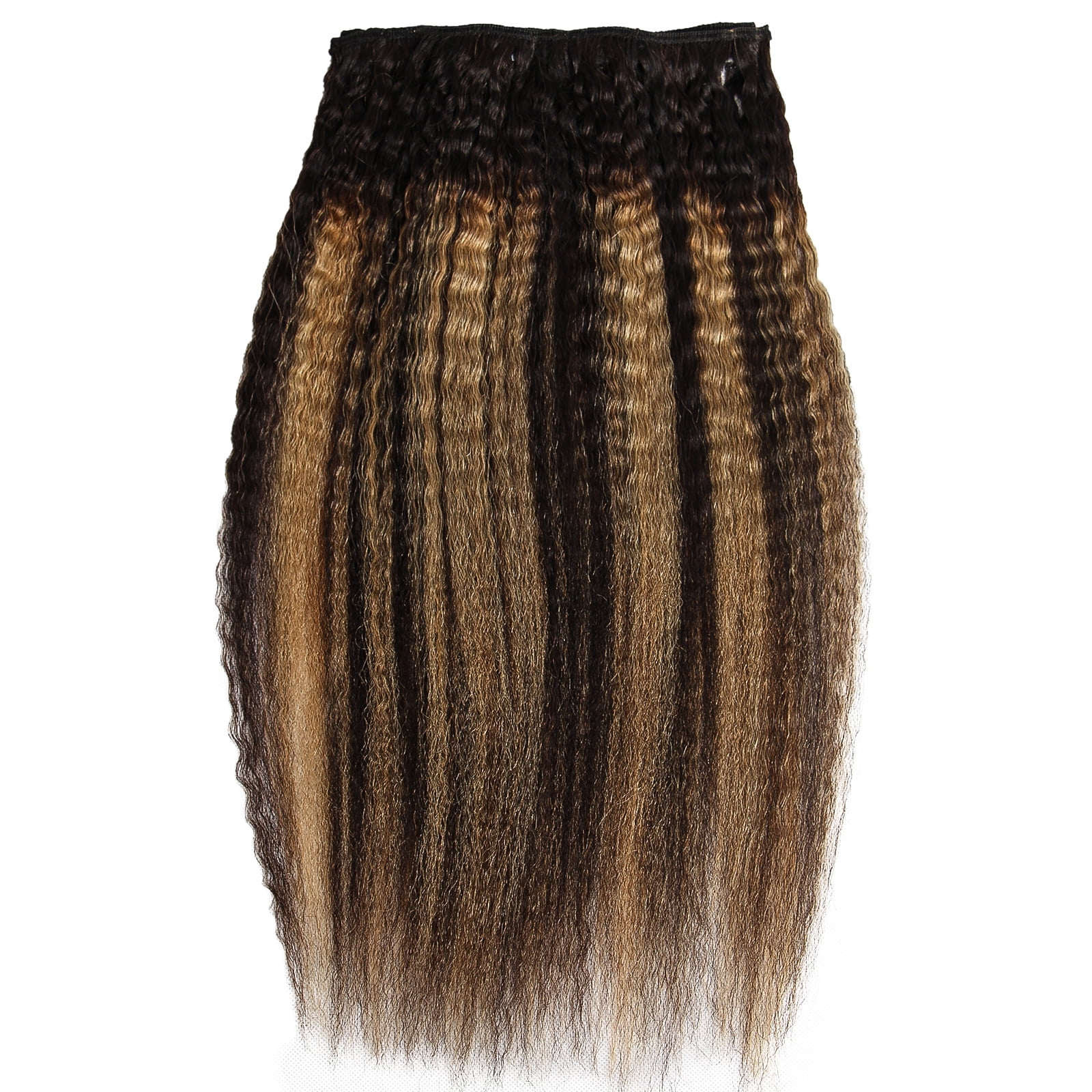 100% Human Hair Wig Kinky Straight 18" TP1B/27 Blonde Hair Heat Resistant Bleachable