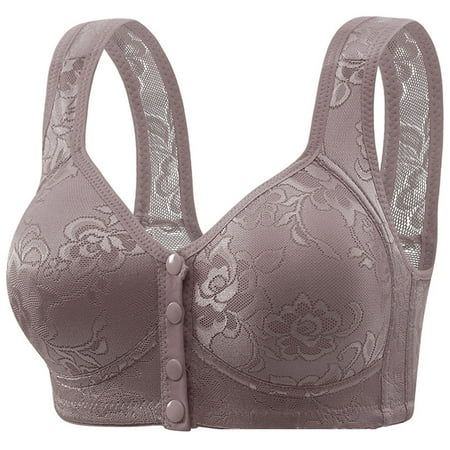 somlo Bras for Women Front Closure Breathable Sports Bras No Underwire Comfy Soft Push Up Bras Full Coverage Gathering Bra Plus Size Brassiere Daily Underwear Women s Bras