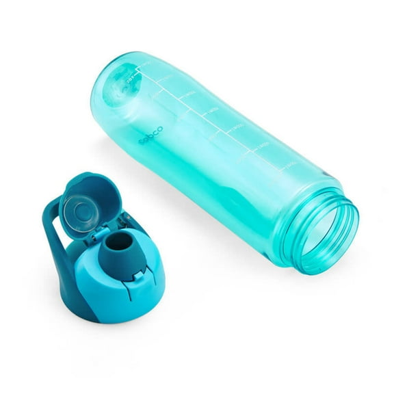 Copco ClipGo Tritan Water Bottle - 24 Oz. Translucent Teal Reusable Hydration Bottle with Measurement Markings, Carry Loop & Clip Handle - BPA Free, Dishwasher Safe, Cup Holder Friendly