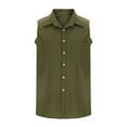 thumbnail image 6 of snilers Men's Sleeveless Shirts Button Up Lapel Tank Tops Solid Color Casual Summer Beach Tops Breathable Relaxed Fitted Multicolour, 6 of 6