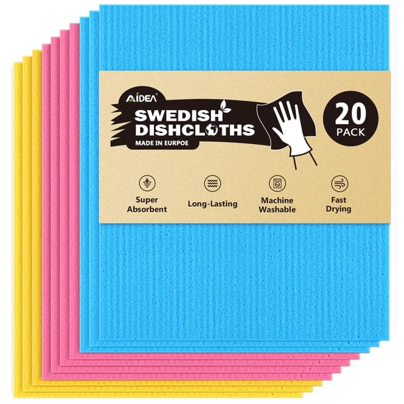 Paños de cocina suecos Aidea Kitchen, paquete de 20 toallas de papel reutilizables