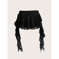 thumbnail image 2 of Black Lace Tiered Ruffle Mini Skirt With Asymmetrical Hem And Safety Shorts, 2 of 6