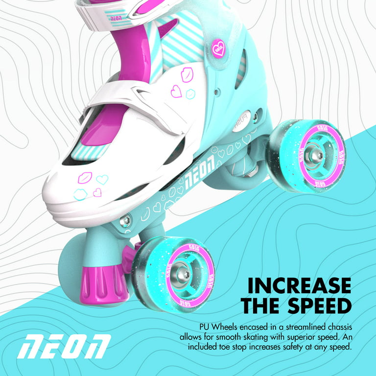Neon Combo 2-in-1 Child Skates Inline and Quad - Girls, Size 3-6 