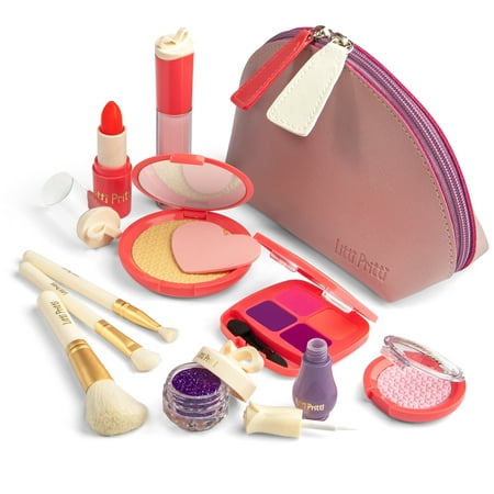Litti Pritti Pretend makeup for girls -11 Piece Play makeup set- Realistic Toys makeup set for girls -pretend play makeup for toddler -little girl