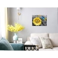 thumbnail image 4 of Bathroom Decor Sunflower Canvas Wall Art Blue Butterfly Picture Flowers Florals Painting Yellow Gray Artwork Framed for Bedroom Kitchen Dinning Room Living Room Office Home Decor 16"X12", 4 of 6