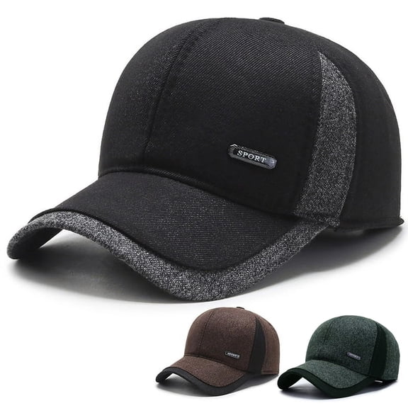 Winter Warm Baseball Cap with Attached Ear Protection for Men Soft Thickened Cold Weather Hat