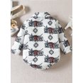 thumbnail image 3 of Cenuakty Baby Boys Spring Autumn Casual Romper Long Sleeve Lapel Cattle/Horse Print Button Romper, 3 of 9