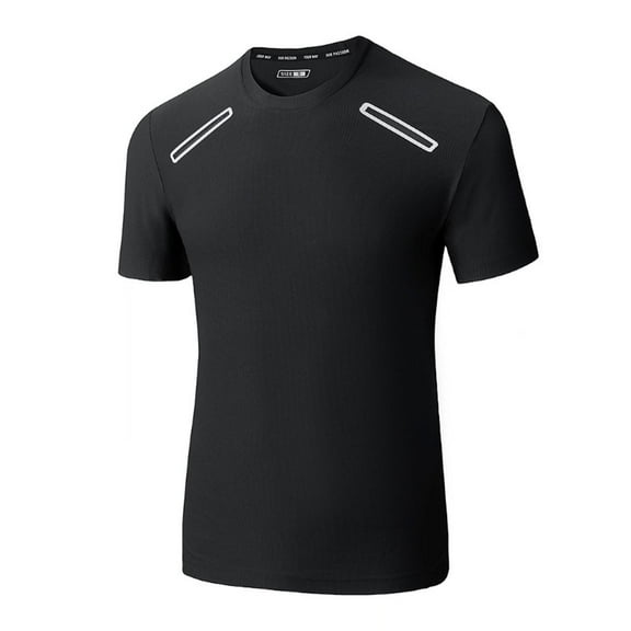 Plus Size Short SleeveShirt for Men Big and Tall Crew Neck Fast-Dry Sport Shirts for Men Summer Casual Pullover T-Shirts Black XXL