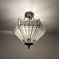 thumbnail image 2 of Tiffany White Stained Glass Hexagon LED 16-Light Pendant Lights with Stained Glass, 2 of 5