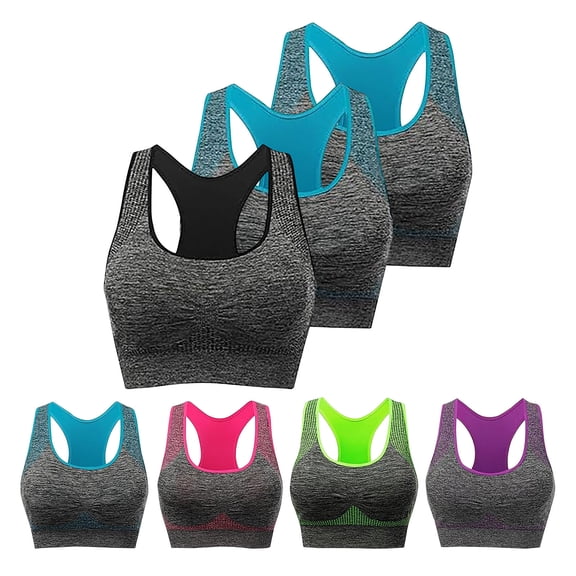 Aboser 3 Pack Seamless Sports Bras for Women Large Bust Medium Support Bralette Wireless Push Up Workout Yoga Bra Comfort Lightly Pads Running Bralettes