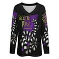 thumbnail image 4 of Beetlejuice Womens T Shirts V Neck Long Sleeve Tops Causal Loose Summer T-Shirts 2XL, 4 of 7