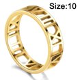 thumbnail image 2 of Dinheiro Anillo simple de acero inoxidable, anillo con números romanos cortados, 2 of 5