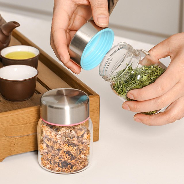 Tarro multiusos, tapa giratoria vacía hermética, contenedor de almacenamiento portátil , botella de especias, para dulces, té, 200ml Soledad Tarro de almacenamiento