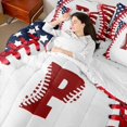 thumbnail image 4 of Manfei Letter Monogrammed P Boy 7-Piece Twin Bedding Sets,Sport Baseball Bedding Comforter Set,Ball Gamer Breathable Sheet Sets,Lightweight Room Decor,Reversible, 4 of 8
