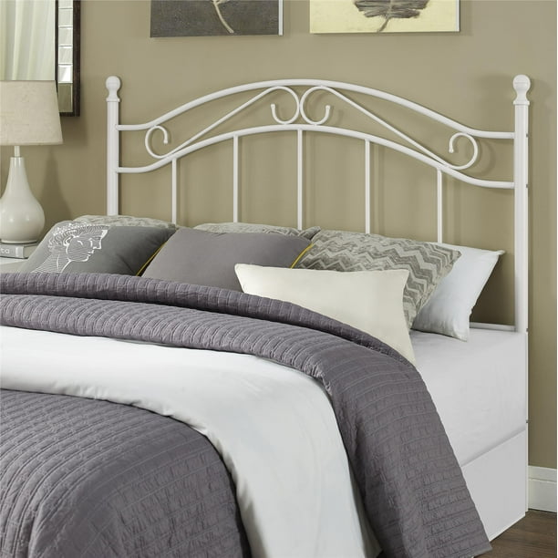 Mainstays Full/Queen Metal Headboard with Delicate Detailing, White