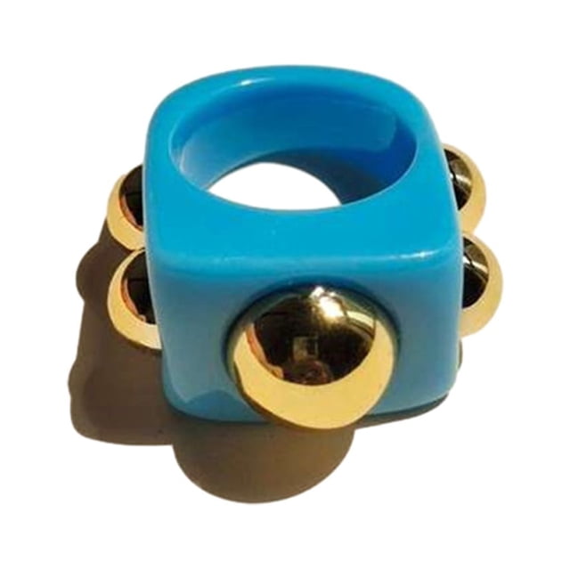 Youkk Beautiful Gold Rings Statement For Fashionable Women Durable Women Rings blue 1Set