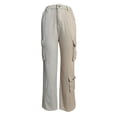 thumbnail image 5 of uublik Womens Cargo Jeans Straight Leg Jeans Casual High Waist Baggy Denim Cargo Pants with Pockets, Khaki, 5 of 6