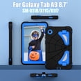 thumbnail image 3 of Kids Case for Samsung Galaxy Tab A9 8.7" 2023 SM-X110 / SM-X115 with Pencil Holder, Lightweight Shockproof Stand Anti-Slip Rugged Silicone PC Case Cover for Boys Girls for Tab A9, Black+Blue, 3 of 8