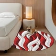 thumbnail image 3 of Red White Moire Round Area Rug 7 FT, Non Slip Living Room Area Carpet, Modern Abstract Art Washable Soft Circular Rug Non-Shedding Floor Carpet for Bedside Office Play Room Classroom, 3 of 9