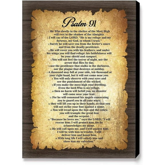 Psalm 91 Wall Art,Bible Verse Canvas Wall Art,Religious Wall Decor,Vintage Scripture Canvas Wall Artwork Ready to Hang For Christian Home Office Church